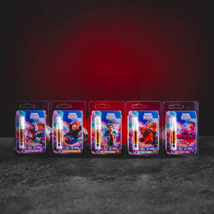 HEC10 Cartridge Kollektion der Geschmacksrichtungen Cherry Sour, Cotton Candy, Kiwi Sorbet, Lemon Cheese und Maui Mango – Premium-Cartridges mit moderner HEC10-Formel, markanten fruchtigen und dessertartigen Geschmacksprofilen, starkem strukturiertem Sammlereffekt und einheitlichem Design. premium cartridges met moderne HEC10-formule, uitgesproken fruit- en dessertsmaakprofielen, sterk gestructureerd verzameleffect en uniform design