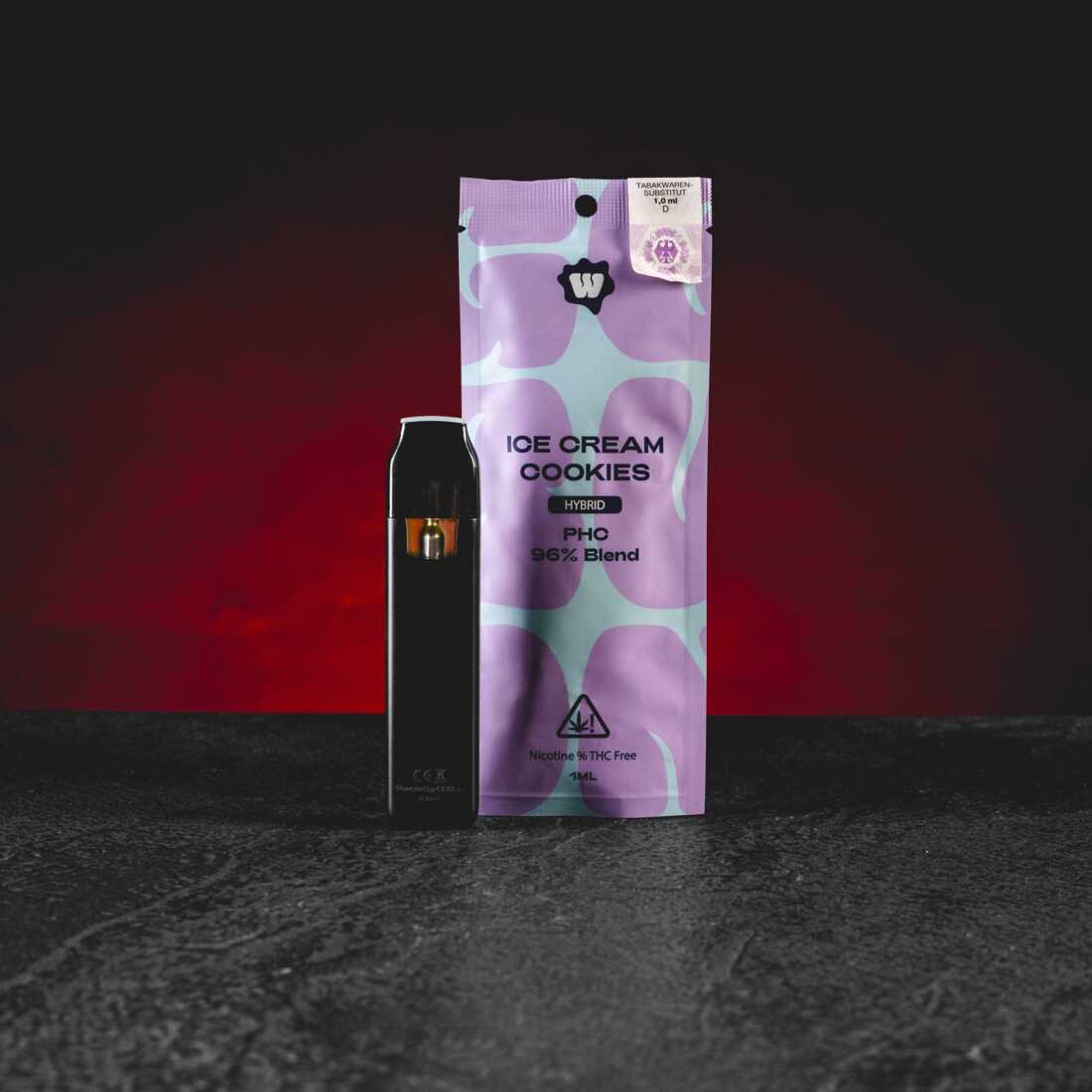 Kratom World PHC Vape 96% 1ml Ice Cream Cookies – Premium PHC Vape mit reichhaltigem cremigem Aroma, süßen Keksnoten und samtigem Profil