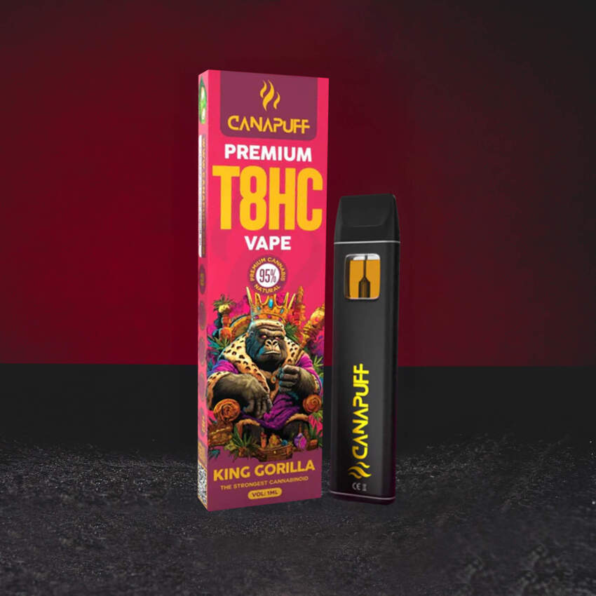 T8HC Vape 1 ml Gorilla Kush, Einweg-Vape mit fortschrittlichem T8HC Cannabinoid, klassisches Kush-Profil mit erdigen und holzigen Noten, tiefe Entspannung und ruhige Atmosphäre, langanhaltender ausgewogener Effekt, Kratom World Verkauf wegwerp vape met geavanceerde T8HC cannabinoïde, klassiek kush-profiel met aardse en houtachtige tonen, diepe ontspanning en rustige sfeer, langdurig uitgebalanceerd effect, Kratom World verkoop clásico con notas terrosas y amaderadas, relajación gorilla king
