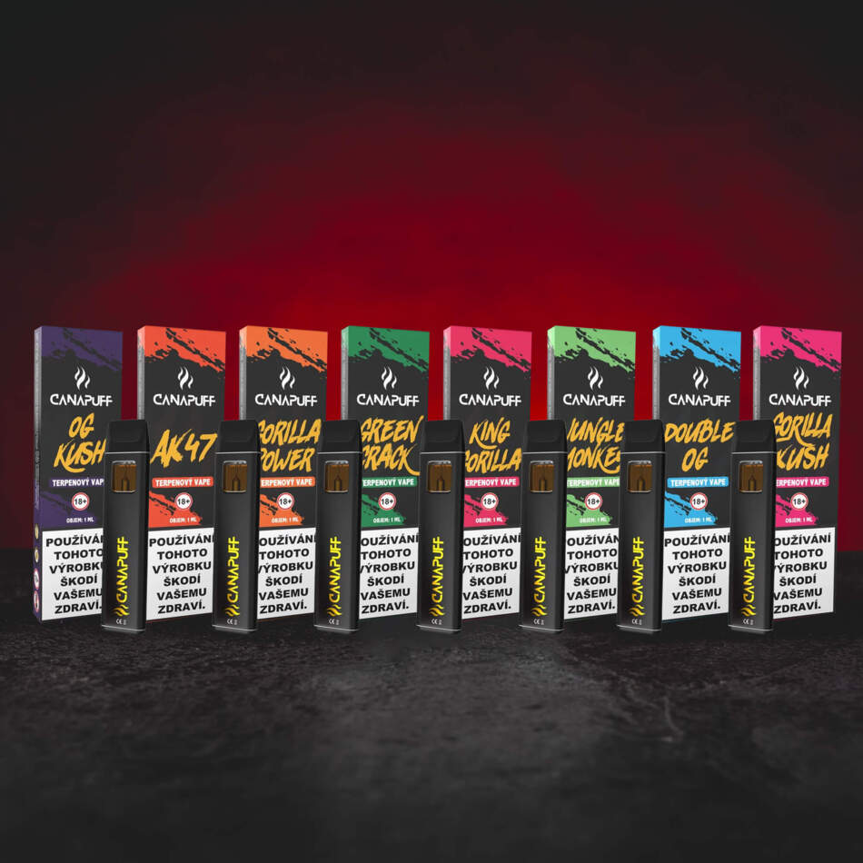 Kratom World Terpene Vape 1 ml – Kollektion von Cannabis-Terpen-Vapes mit verschiedenen Aromaprofilen colección de vapes de terpenos de cannabis con diferentes perfiles aromáticos collectie cannabisterpeen-vapes met verschillende aromaprofielen