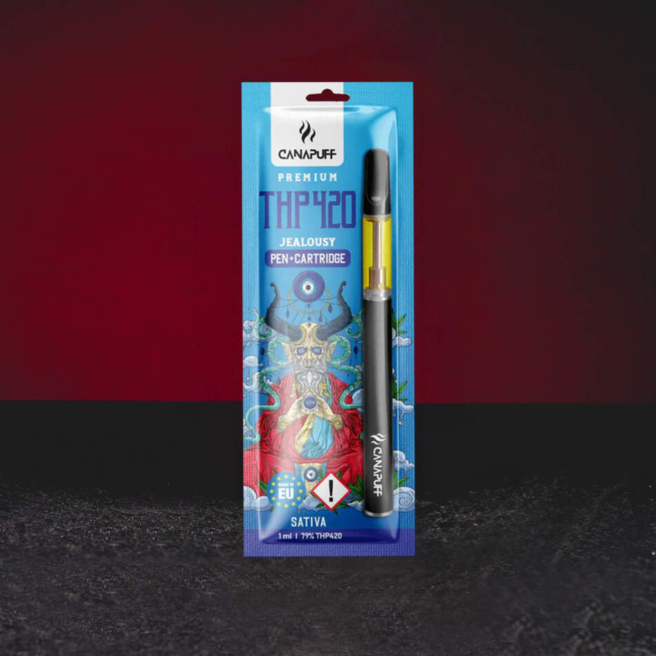 Vape Set THP420 1ml 79% Jealousy – modernes Vape Set mit Aroma von süßer Pflaume, Rosenwasser, floralen Noten und Kush-Charakter